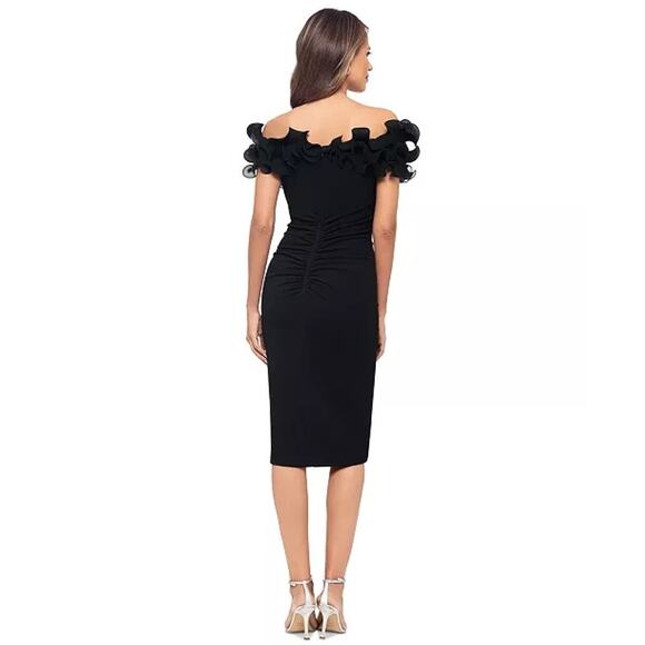 Xscape Formal Cocktail Dress Plus 20W Black Wedding Party Off Shoulder Feminine - Picture 3 of 12